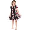 imageGirl Hawaiian Short Sleeve Simple Muumuu Ruffle Dress in Pink Hibiscus Vine BlackPink Hibiscus Vine Black