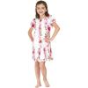 imageGirl Hawaiian Short Sleeve Simple Muumuu Ruffle Dress in Pink Hibiscus Vine BlackPink Hibiscus Vine White