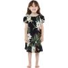imageGirl Hawaiian Short Sleeve Simple Muumuu Ruffle Dress in Wispy CereusWispy Cereus Black