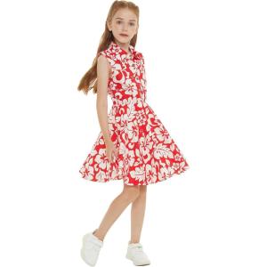 imageGirl Hawaiian Collar Shirt Dress in Classic HibiscusShirt Dress in Classic Hibiscus Red