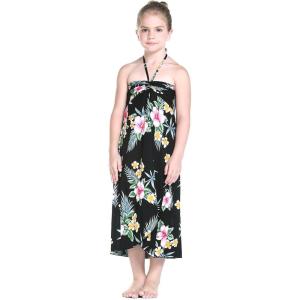 imageGirl Hawaiian Halter Dress in Hibiscus BlackHibiscus Black