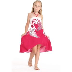 imageGirl Hawaiian Halter Dress in Red SunsetIndri Pink