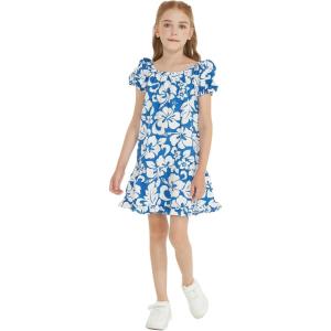 imageGirl Hawaiian Simple Muumuu Dress in Classic HibiscusClassic Hibiscus Blue
