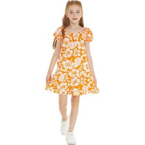 imageGirl Hawaiian Simple Muumuu Dress in Classic HibiscusClassic Hibiscus Orange
