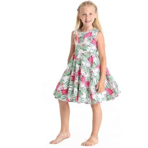 imageGirl Hawaiian Vintage Fit and Flare Dress in Flamingo in LoveFlamingo in Love