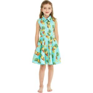 imageGirl Hawaiian Vintage Fit and Flare Dress in Flamingo in LoveShirt Dress in Pineapple Skull Turquoise