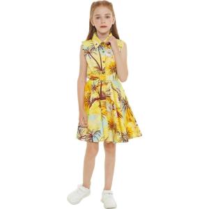 imageGirl Hawaiian Vintage Fit and Flare Dress in Sunset with DolphinShirt Dress in Sunset and Dolphin Yellow