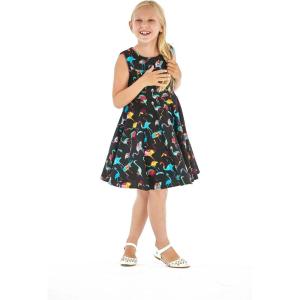 imageGirl Hawaiian Vintage Fit and Flare Dress in Vintage Tropical ToileFlamingo Party Black