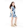 imageGirl Hawaiian Short Sleeve Simple Muumuu Ruffle Dress in Pacific PalmPacific Palm Navy