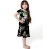 imageGirl Hawaiian Short Sleeve Simple Muumuu Ruffle Dress in Pineapple GardenPineapple Garden Black