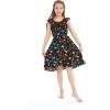 imageGirl Luau Wrap Ruffle Dress in Vintage Tropical ToileFlamingo Party Black