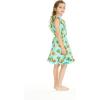 imageGirl Luau Wrap Ruffle Dress in Vintage Tropical ToilePineapple Skull Turquoise