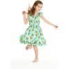 imageGirl Luau Wrap Ruffle Dress in Vintage Tropical ToilePineapple Skull Turquoise