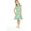 imageGirl Luau Wrap Ruffle Dress in Vintage Tropical ToilePineapple Skull Turquoise