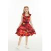 imageGirl Luau Wrap Ruffle Dress in Vintage Tropical ToileSunset and Dolphin Red