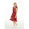 imageGirl Luau Wrap Ruffle Dress in Vintage Tropical ToileSunset and Dolphin Red