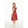 imageGirl Luau Wrap Ruffle Dress in Vintage Tropical ToileSunset and Dolphin Red