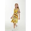 imageGirl Luau Wrap Ruffle Dress in Vintage Tropical ToileSunset and Dolphin Yellow