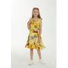 imageGirl Luau Wrap Ruffle Dress in Vintage Tropical ToileSunset and Dolphin Yellow