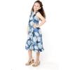 imageGirl Ruffle Wrap Hawaiian Luau Dress in IndriPacific Palm Navy