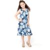 imageGirl Ruffle Wrap Hawaiian Luau Dress in IndriPacific Palm Navy