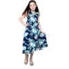 imageGirl Ruffle Wrap Hawaiian Luau Dress in Pretty Tropical FloralOrchid Breeze Navy