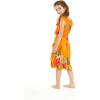imageGirl Ruffle Wrap Hawaiian Luau Dress in Pretty Tropical FloralPretty Tropical Orange