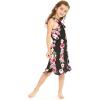 imageGirl Ruffle Wrap Hawaiian Luau Dress in RafelsiaPink Hibiscus Vine Black