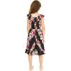 imageGirl Ruffle Wrap Hawaiian Luau Dress in RafelsiaPink Hibiscus Vine Black
