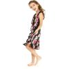 imageGirl Ruffle Wrap Hawaiian Luau Dress in RafelsiaPink Hibiscus Vine Black