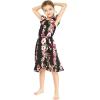imageGirl Ruffle Wrap Hawaiian Luau Dress in RafelsiaPink Hibiscus Vine Black