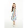 imageGirl Ruffle Wrap Hawaiian Luau Dress in RafelsiaPink Hibiscus Vine Turquoise