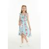 imageGirl Ruffle Wrap Hawaiian Luau Dress in RafelsiaPink Hibiscus Vine Turquoise
