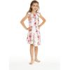 imageGirl Ruffle Wrap Hawaiian Luau Dress in RafelsiaPink Hibiscus Vine White