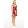 imageGirl Ruffle Wrap Hawaiian Luau Dress in SunsetRed Sunset
