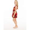 imageGirl Ruffle Wrap Hawaiian Luau Dress in SunsetRed Sunset