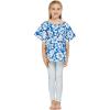 imageGirl Elastic Strap Hawaiian Luau Poncho Top in Classic Hibiscus BlueClassic Hibiscus Blue