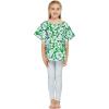 imageGirl Elastic Strap Hawaiian Luau Poncho Top in Classic Hibiscus BlueClassic Hibiscus Green
