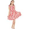 imageGirl Luau Wrap Ruffle Dress in Classic Red HibiscusClassic Red Hibiscus
