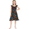 imageGirl Luau Wrap Ruffle Dress in Vintage Tropical ToileFlamingo Party Black