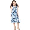 imageGirl Ruffle Wrap Hawaiian Luau Dress in IndriPacific Palm Navy