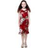 imageGirl Ruffle Wrap Hawaiian Luau Dress in Pineapple GardenPineapple Garden Burgundy