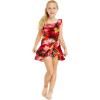imageGirl Ruffle Wrap Hawaiian Luau Dress in SunsetRed Sunset