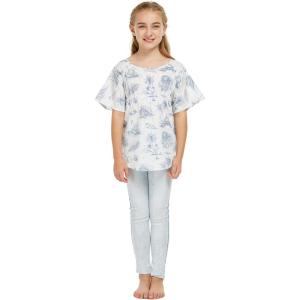 imageGirl Elastic Strap Hawaiian Luau Poncho Top in Classic Hibiscus BlueVintage Tropical Toile