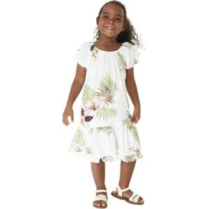 imageGirl Hawaiian Short Sleeve Simple Muumuu Ruffle Dress in Pineapple GardenPineapple Garden White