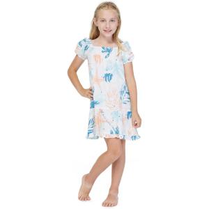 imageGirl Hawaiian Short Sleeve Simple Muumuu Ruffle Dress in Sandy BeachSandy Beach