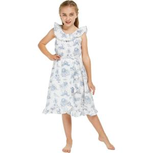 imageGirl Luau Wrap Ruffle Dress in Vintage Tropical ToileVintage Tropical Toile