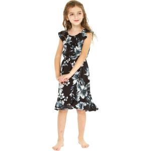 imageGirl Ruffle Wrap Hawaiian Luau Dress in Day Dream BloomMidnight Bloom