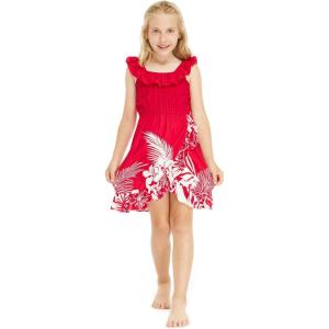 imageGirl Ruffle Wrap Hawaiian Luau Dress in IndriIndri Pink