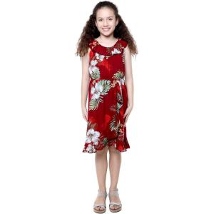 imageGirl Ruffle Wrap Hawaiian Luau Dress in Pineapple GardenPineapple Garden Burgundy